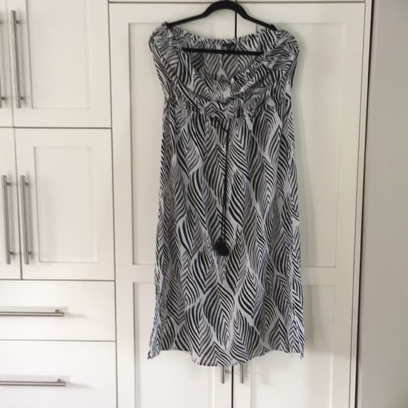 Talbots Strapless Feather Print Coverup Size L - Picture 1 of 4